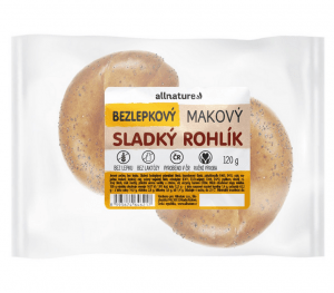 ALLNATURE Bezlepkový makový sladký rožok čerstvý 120 g