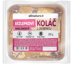 ALLNATURE Bezlepkový malinový koláč s posýpkou čerstvý 200 g
