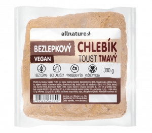 ALLNATURE Bezlepkový toastový chlebík tmavý čerstvý 300 g