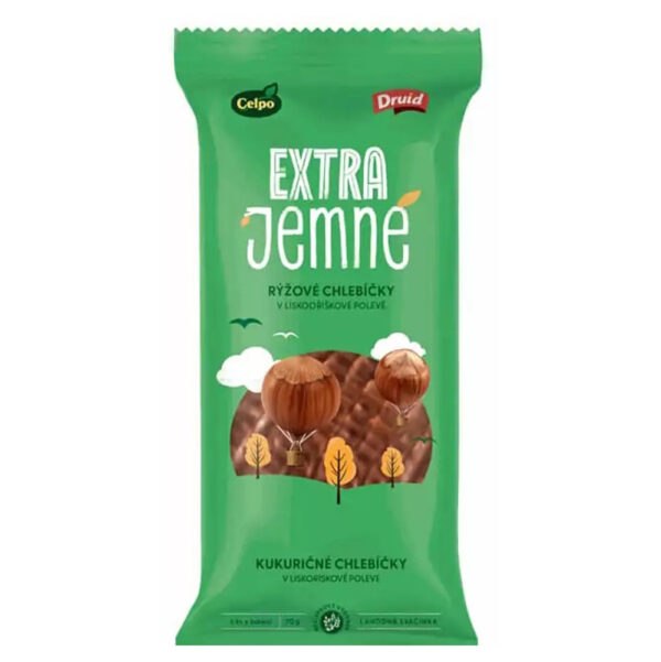 CELPO Extra jemné ryžové chlebíčky s lieskovo orieškovou polevou 70 g