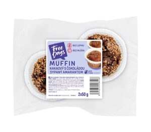 FREE DAYS Bezlepkový muffin kakaový s čokoládou sypaný amarantom 2 kusy