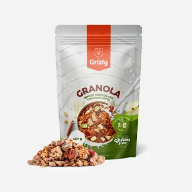 Granola biela čokoláda, škorica, jablko 450 g
