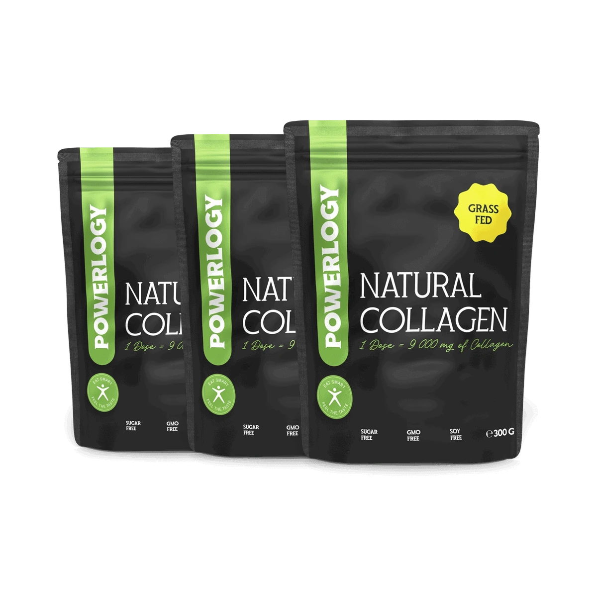 Powerlogy Natural Collagen 3 x 300 g 100 % čistý, hydrolyzovaný grass fed kolagén z európskeho zdroja