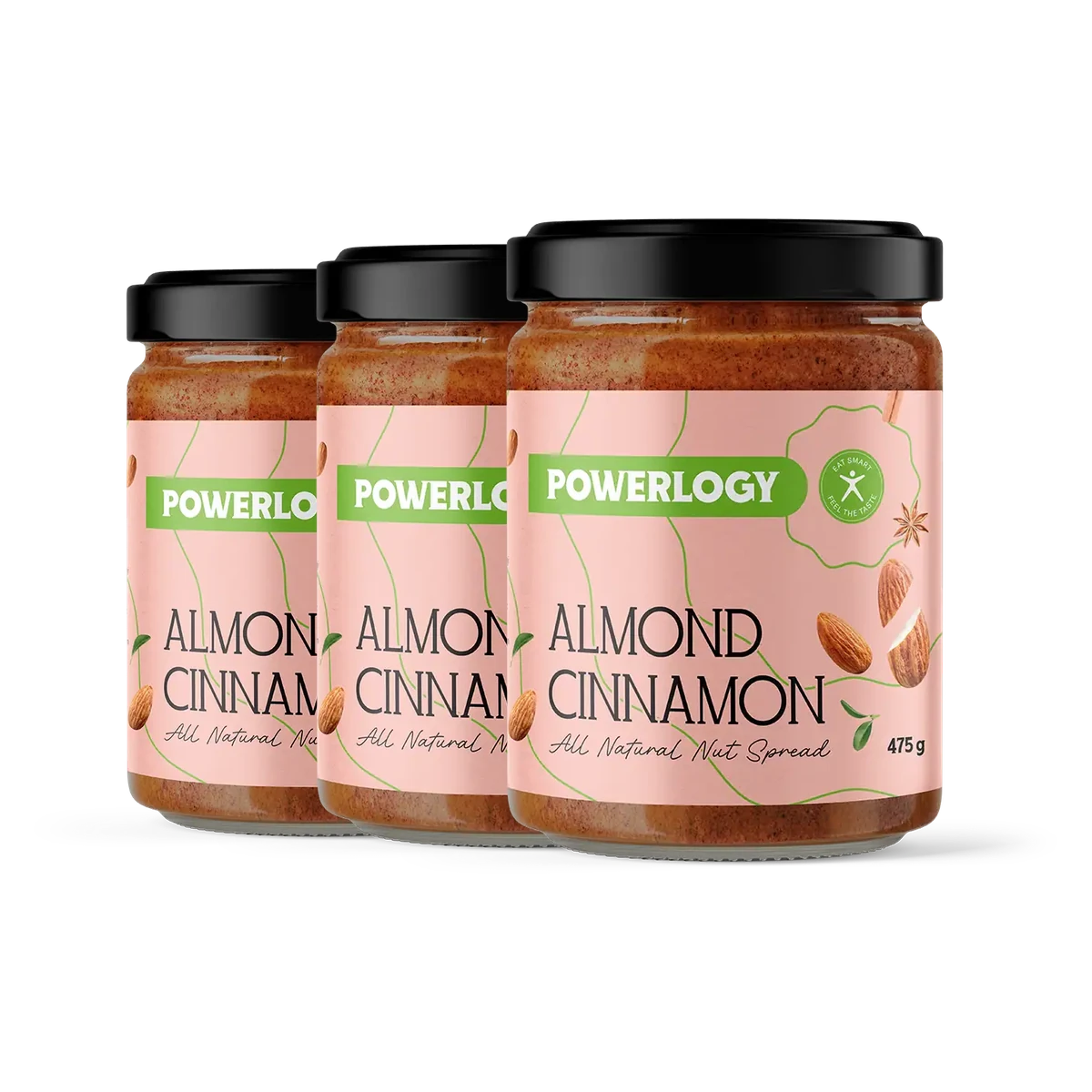 Powerlogy Almond Cinnamon Cream 3 x 475 g Veľké balenie sladkého, mandľovo-škoricového krému