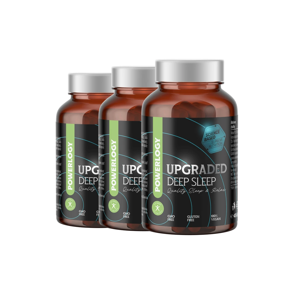 Powerlogy Upgraded Deep Sleep 3 x 60 kapsúl Komplex funkčných látok na upokojenie nervového systému a podporu kvalitného spánku