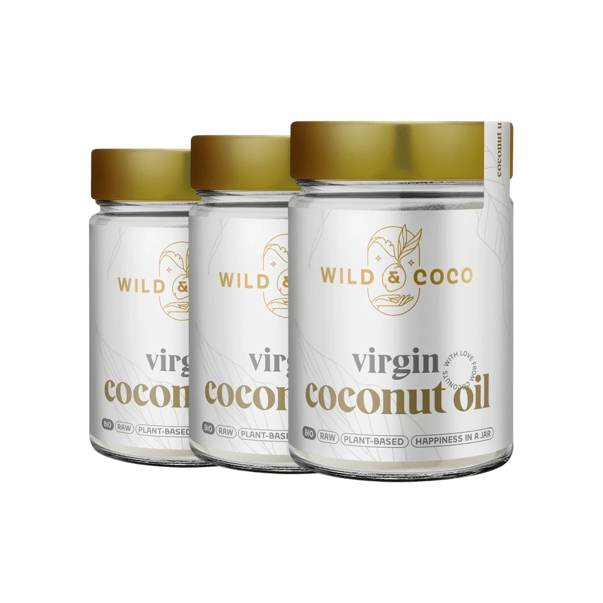 Wild & Coco BIO Virgin Coconut Oil 3 x 300 ml BIO panenský RAW kokosový olej