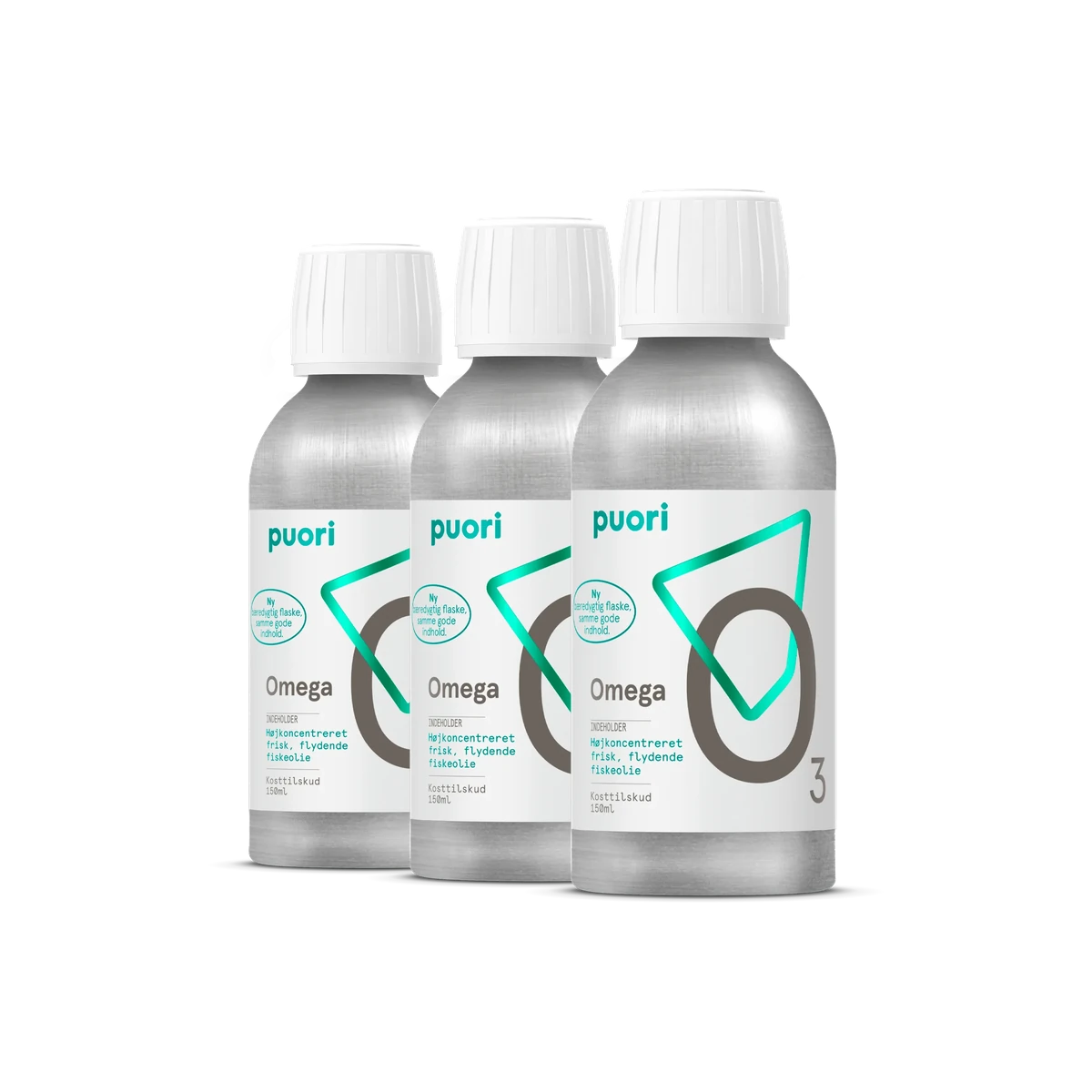 Puori Omega 3 tekutý 3 x 150 ml Vysoko koncentrovaný tekutý rybí olej