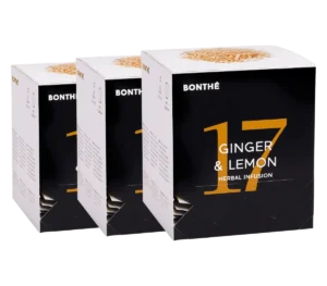 BONTHÉ Ginger & Lemon 3 x 16 x 2,5 g Bylinný čaj s ostrou chuťou zázvoru a sviežimi tónmi citróna, ideálny na zahriatie a osvieženie