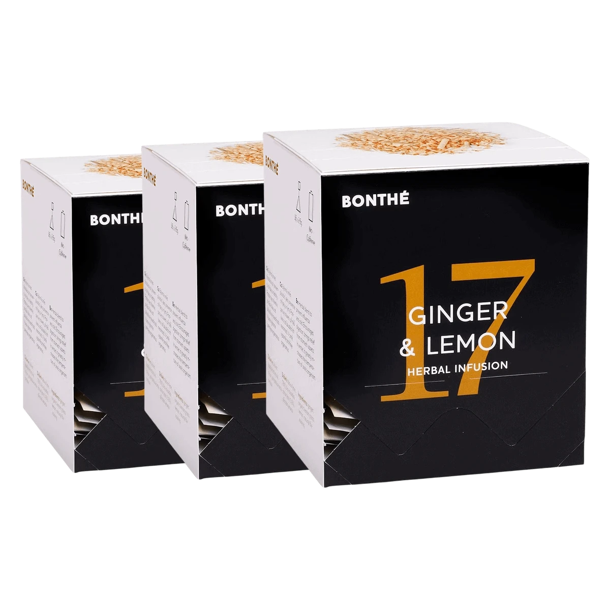 BONTHÉ Ginger & Lemon 3 x 16 x 2,5 g Bylinný čaj s ostrou chuťou zázvoru a sviežimi tónmi citróna, ideálny na zahriatie a osvieženie