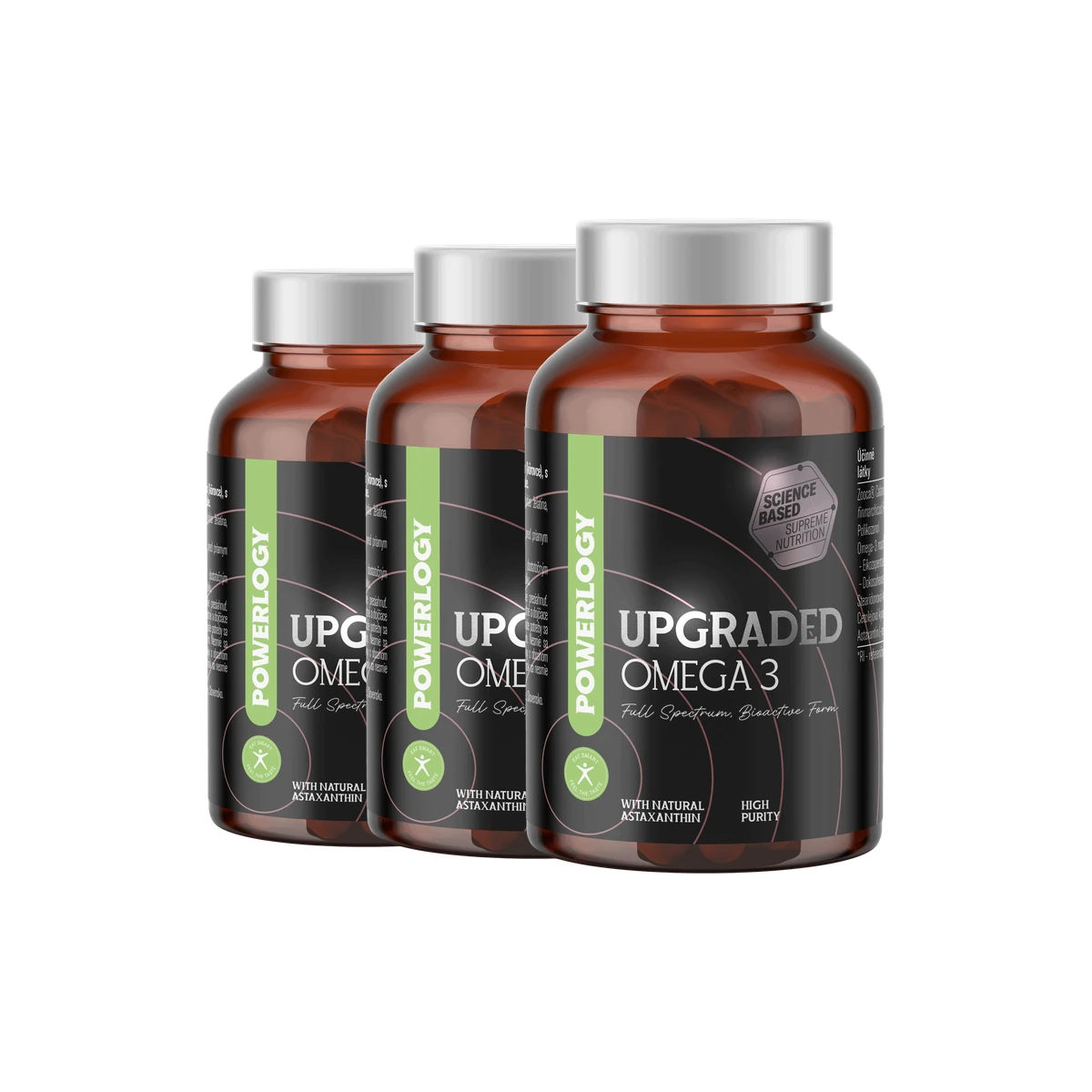 Powerlogy Upgraded Omega 3 3 x 60 kapsúl Omega-3 mastné kyseliny EPA a DHA s astaxantínom