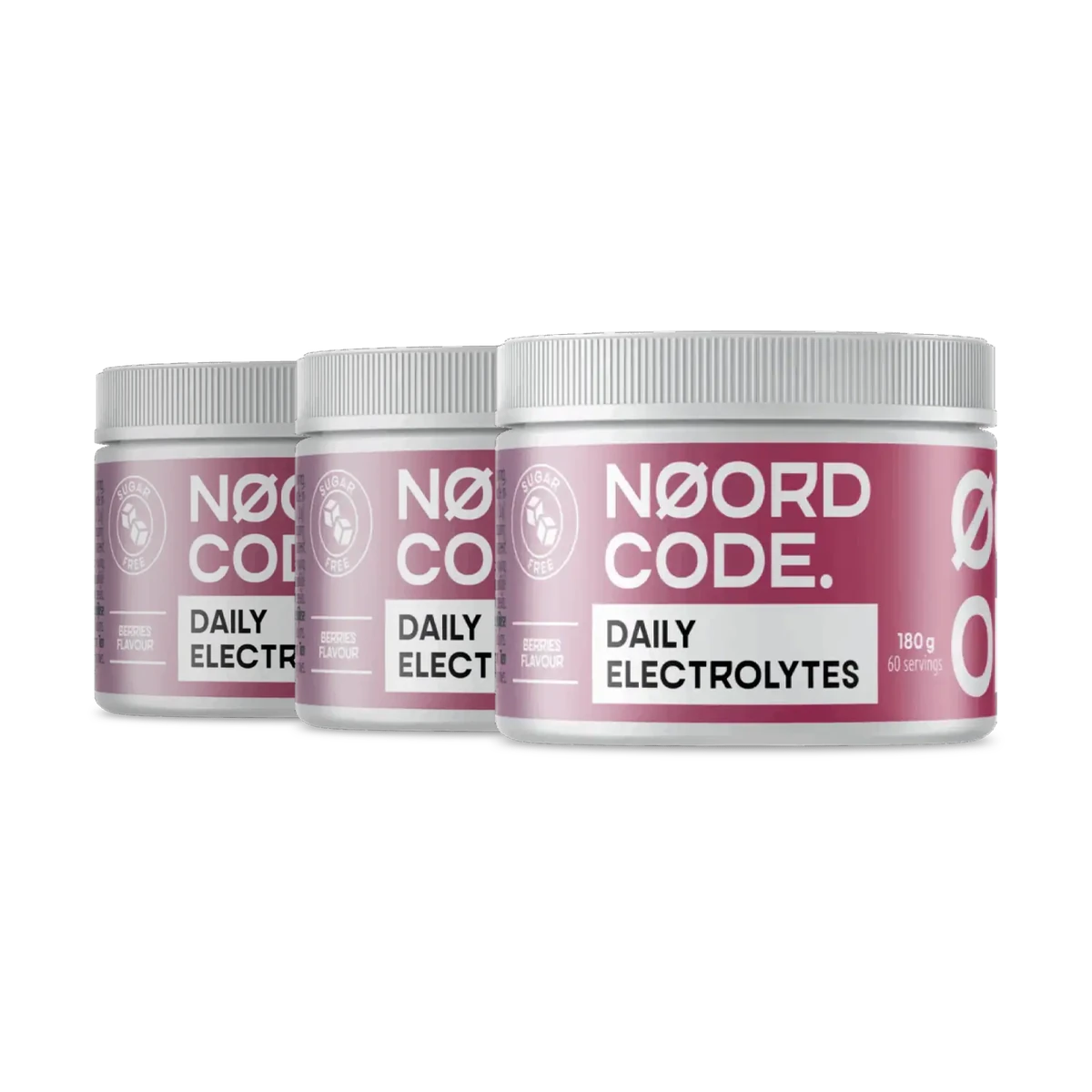 NoordCode Daily Electrolytes Berries 3 x 180 g Denné elektrolyty bez cukru s draslíkom, horčíkom a stopovými minerálmi pre optimálnu hydratáciu