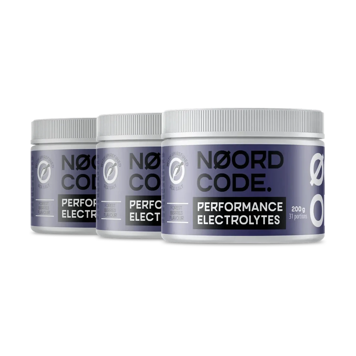 NoordCode Performance Electrolytes Forest Berries 3 x 200 g Funkčná zmes elektrolytov so sodíkom, draslíkom a horčíkom s príchuťou lesných plodov