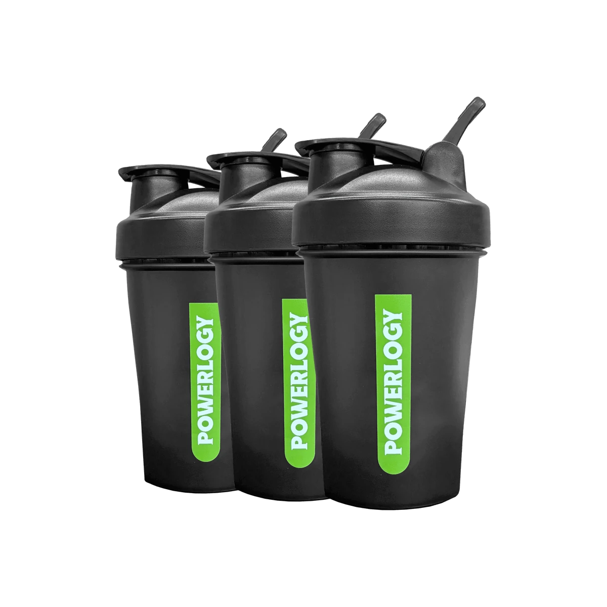 Powerlogy Shaker 3 x 400 ml Štýlový shaker s kovovou špirálou a praktickým pútkom – ideálny na proteín, kolagén či greens