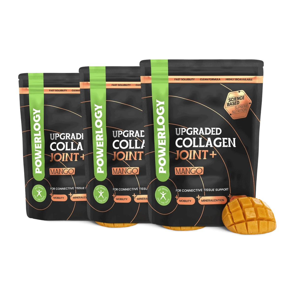 Powerlogy Upgraded Collagen Joint+ 3 x 300 g Hydrolyzovaný grass-fed kolagén s Aquamin®, MSM a Boswelliou pre cielenú podporu kĺbov