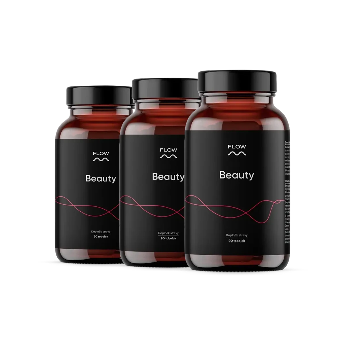 Flow Beauty 3 x 90 kapsúl Skrášľujúci komplex s kyselinou hyalurónovou, biotínom a L-cysteínom pre pleť, vlasy a nechty