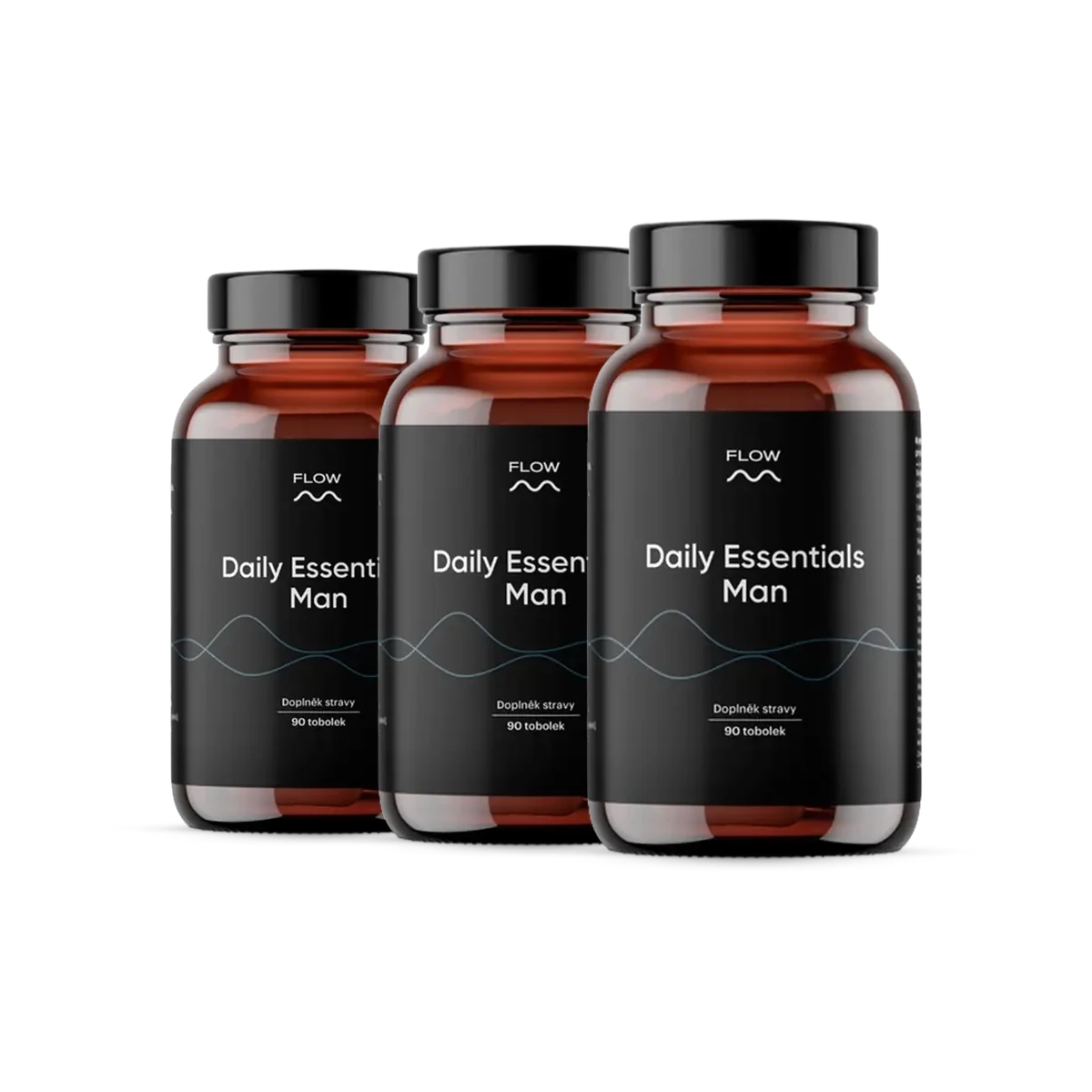 Flow Daily Essentials Man 3 x 90 kapsúl Denný multivitamínový komplex 28 látok s citikolínom a Q10 pre zaneprázdneného muža