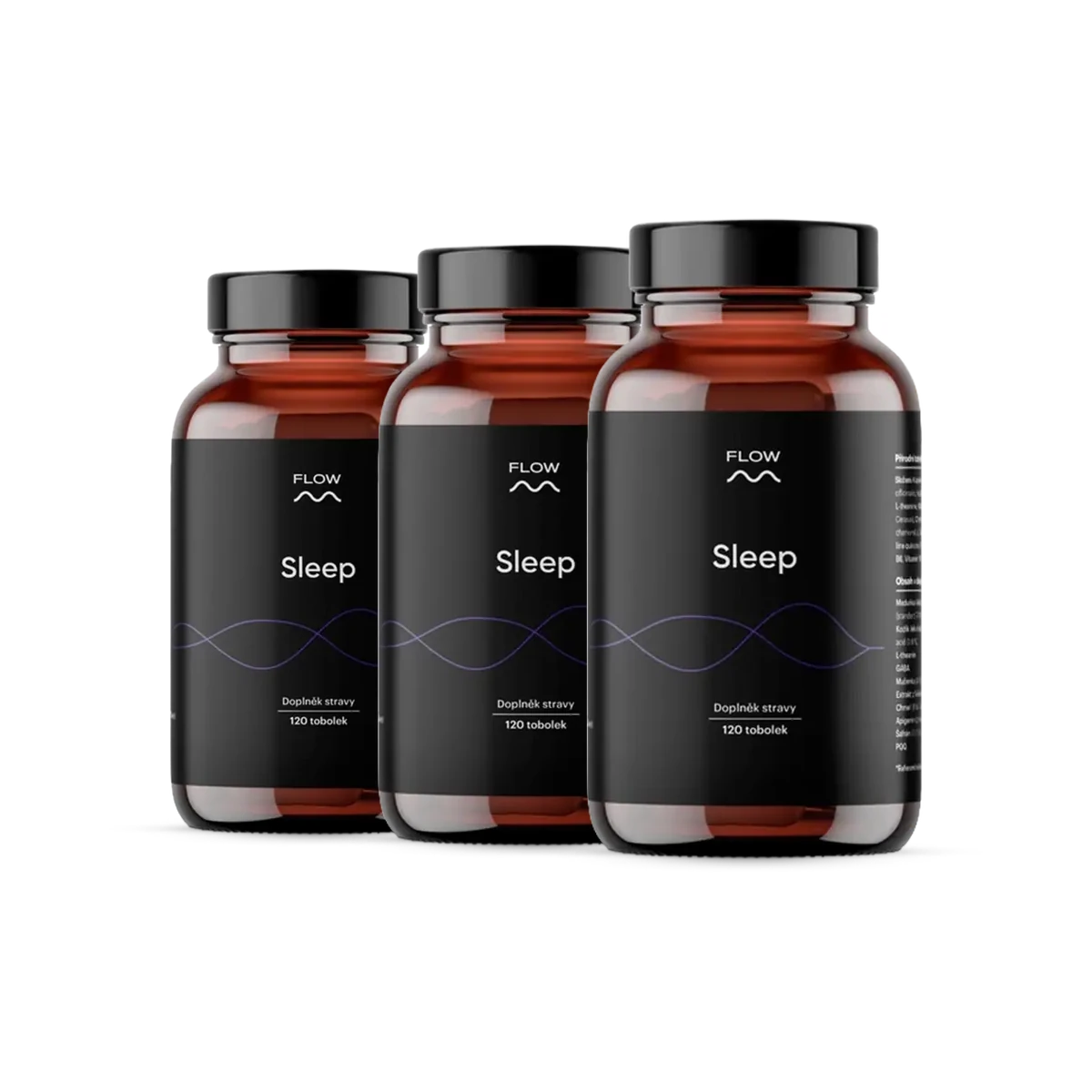 Flow Sleep 3 x 120 kapsúl 11 prírodných látok pre rýchlejšie zaspanie a hlbší spánok bez melatonínu