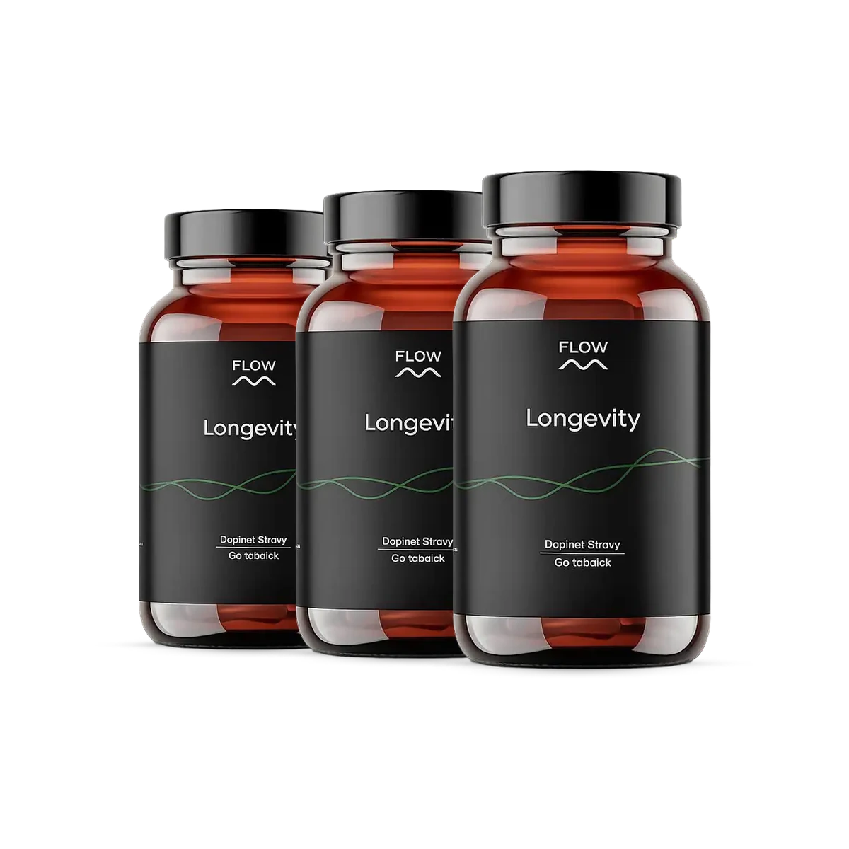 Flow Longevity 3 x 120 kapsúl Multi-mechanický longevity komplex s 24+ látkami pre NAD+, sirtuíny a bunkovú energiu