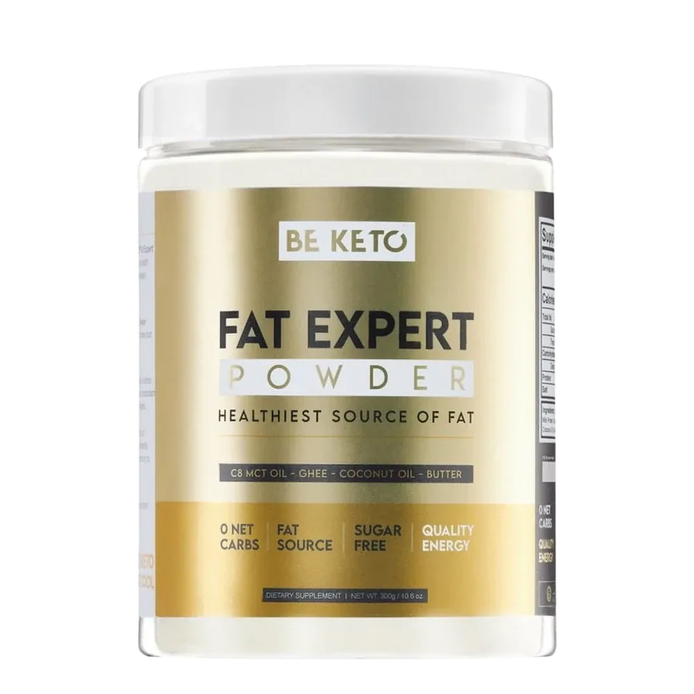 BeKeto Fat Expert Powder 300 g Prášok do kávy s C8 MCT olejom, grass-fed maslom, ghee a kokosovým olejom - bez cukru