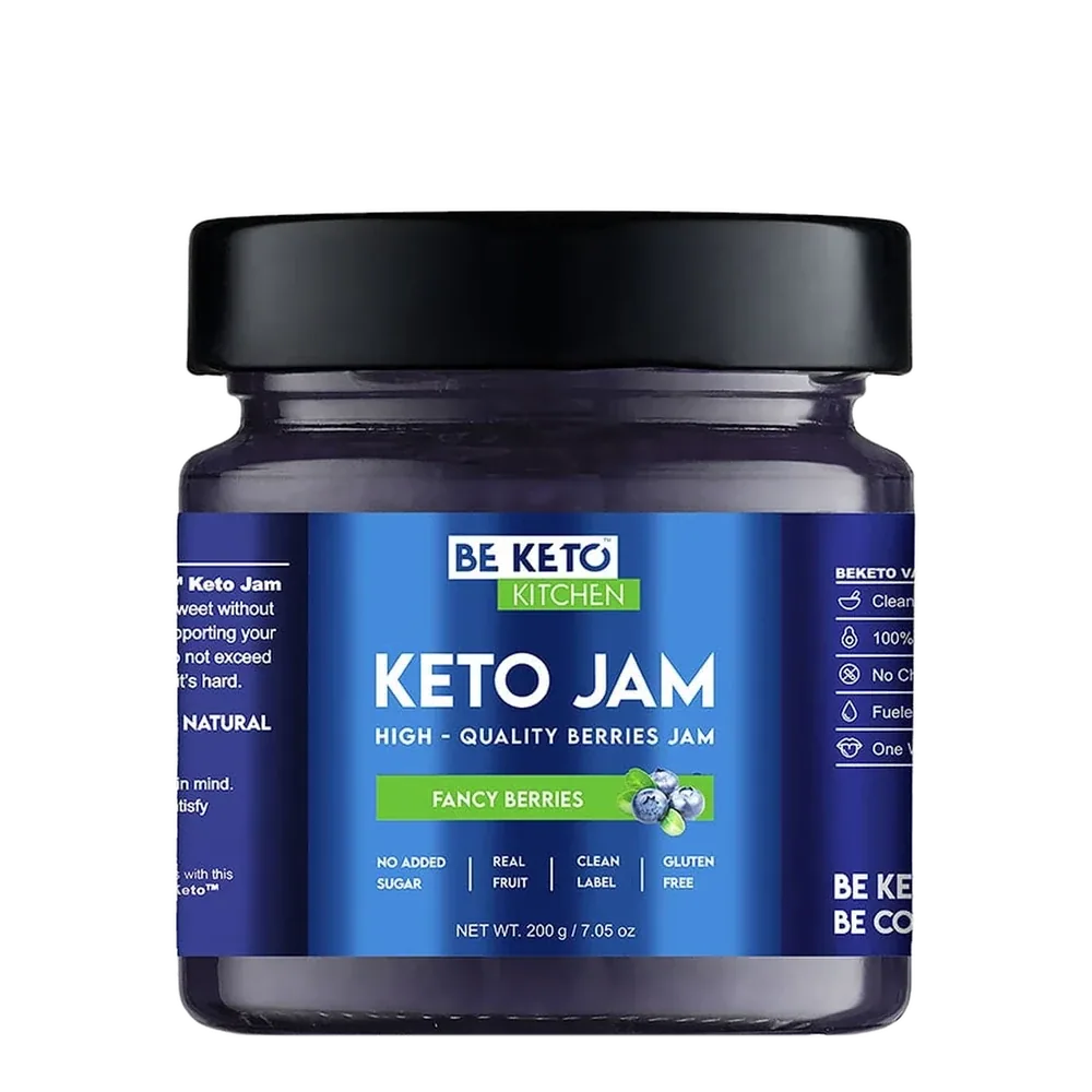 BeKeto Keto Jam Fancy Berries 200 g Keto džem z lesných bobúľ so 60 % ovocia - sladený erytritolom, xylitolom a stéviou, bez pridaného cukru