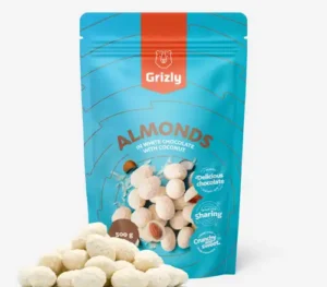 Mandle v bielej čokoláde s kokosom 500 g
